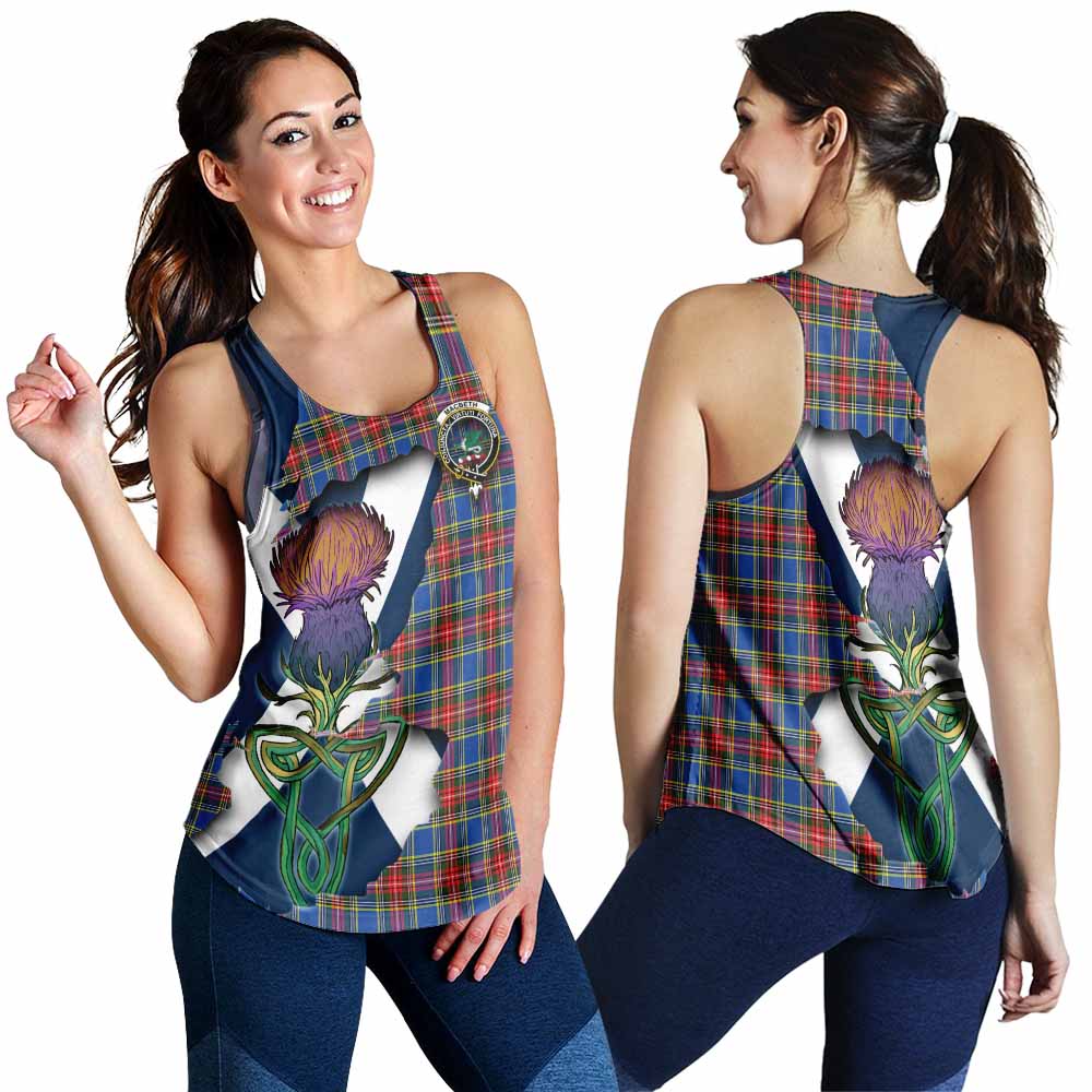 MacBeth (McBeth) Tartan Family Crest Women's Racerback Tanks Scottish Thistle Celtic Inspired 4XL - Tartan Vibes Clothing