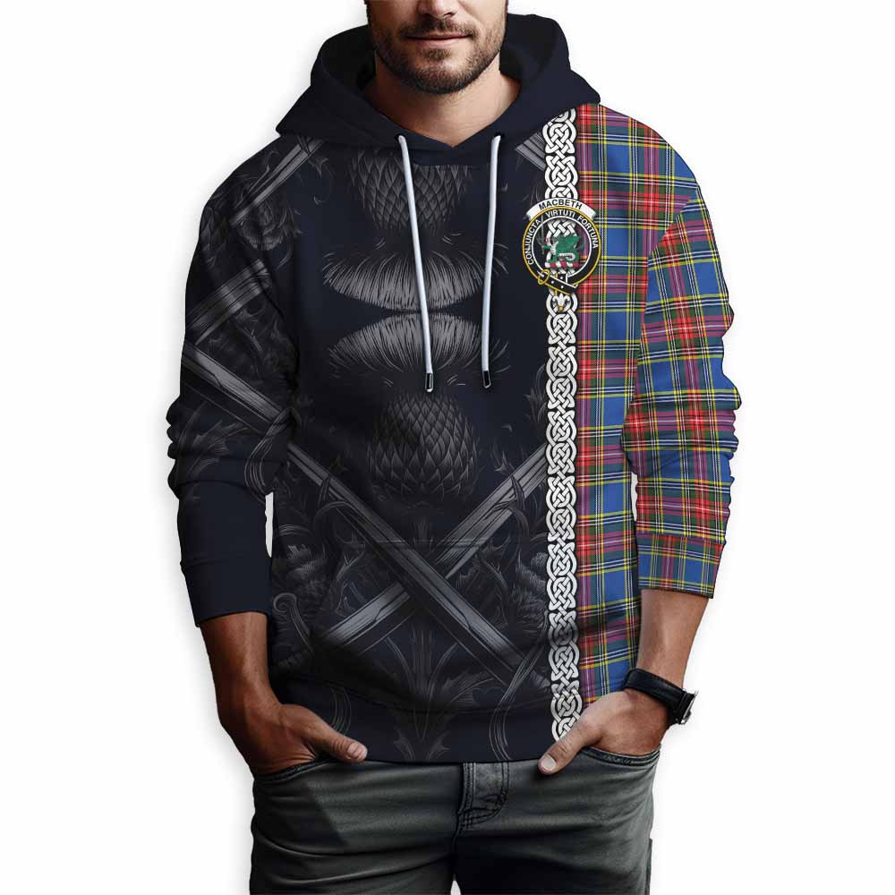 MacBeth (McBeth) Tartan Hoodie with Family Crest Cross Sword Thistle Celtic Vibes Pullover Hoodie - Tartan Vibes Clothing