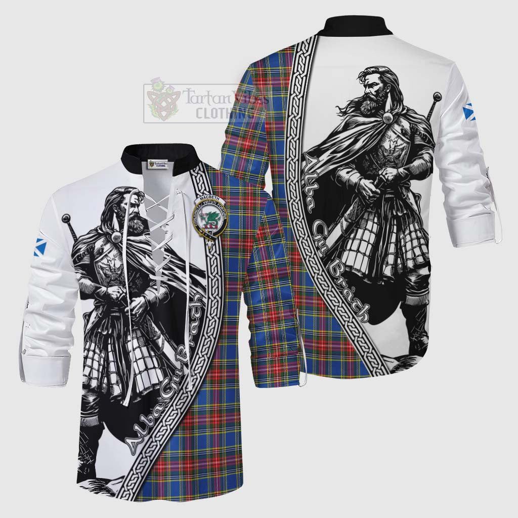 MacBeth (McBeth) Tartan Clan Crest Ghillie Kilt Shirt with Highlander Warrior Celtic Style Men - Tartan Vibes Clothing