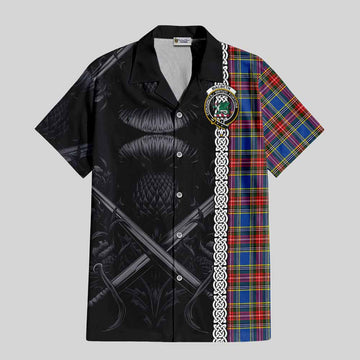 MacBeth (McBeth) Tartan Hawaiian Shirt with Family Crest Cross Sword Thistle Celtic Vibes Kid - Tartan Vibes Clothing
