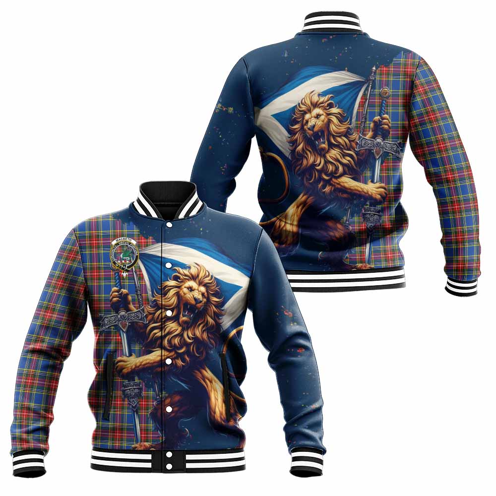 MacBeth (McBeth) Tartan Family Crest Baseball Jacket with Scottish Majestic Lion Unisex - Tartan Vibes Clothing