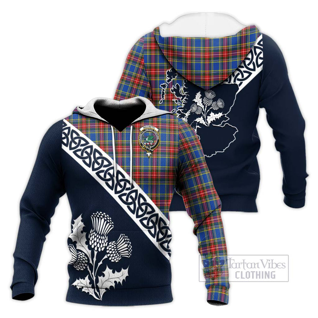 MacBeth (McBeth) Tartan Knitted Hoodie Featuring Thistle and Scotland Map Unisex Knitted Pullover Hoodie - Tartan Vibes Clothing