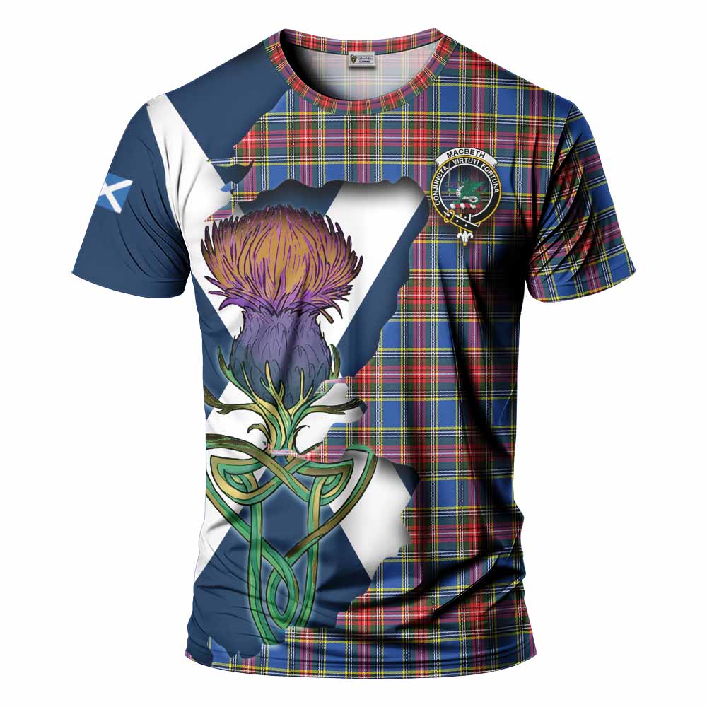 Tartan Vibes Clothing MacBeth (McBeth) Tartan Family Crest T-Shirt Scottish Thistle Celtic Inspired