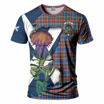 Tartan Vibes Clothing MacBeth (McBeth) Tartan Family Crest T-Shirt Scottish Thistle Celtic Inspired