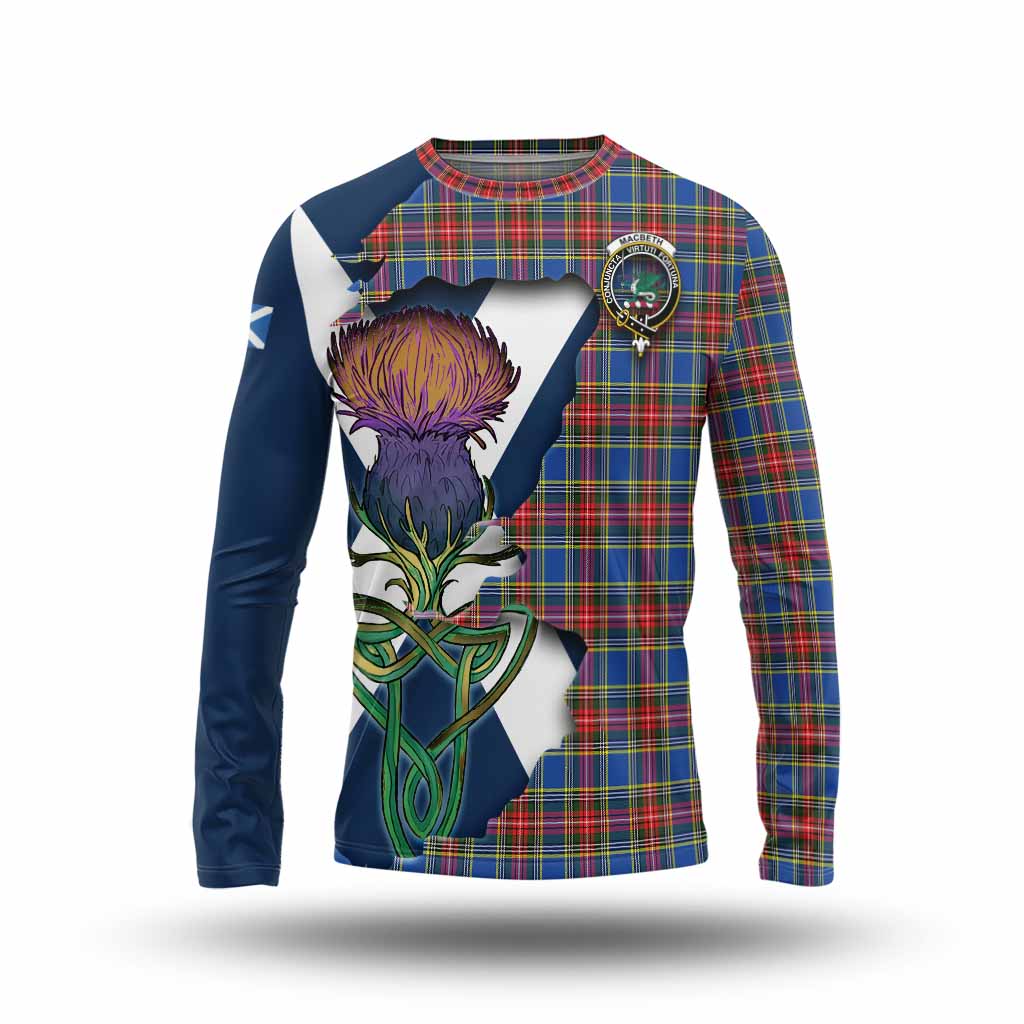 Tartan Vibes Clothing MacBeth (McBeth) Tartan Family Crest Long Sleeve T-Shirt Scottish Thistle Celtic Inspired