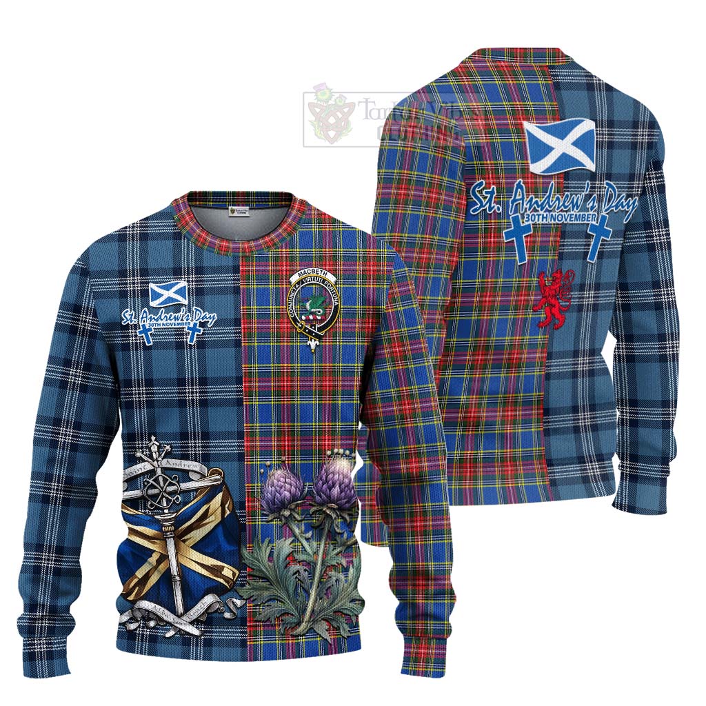 MacBeth (McBeth) Tartan Knitted Sweater Happy St. Andrew's Day Half Tartan Style Unisex - Tartan Vibes Clothing