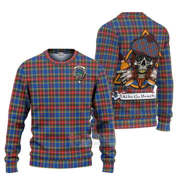 MacBeth (McBeth) Tartan Ugly Sweater with Family Crest and Bearded Skull Holding Bottles of Whiskey Unisex - Tartan Vibes Clothing