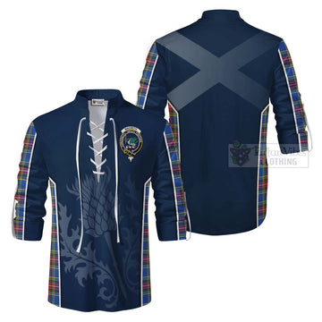 Tartan Vibes Clothing MacBeth (McBeth) Tartan Ghillie Kilt Shirt with Family Crest and Scottish Thistle Vibes Sport Style