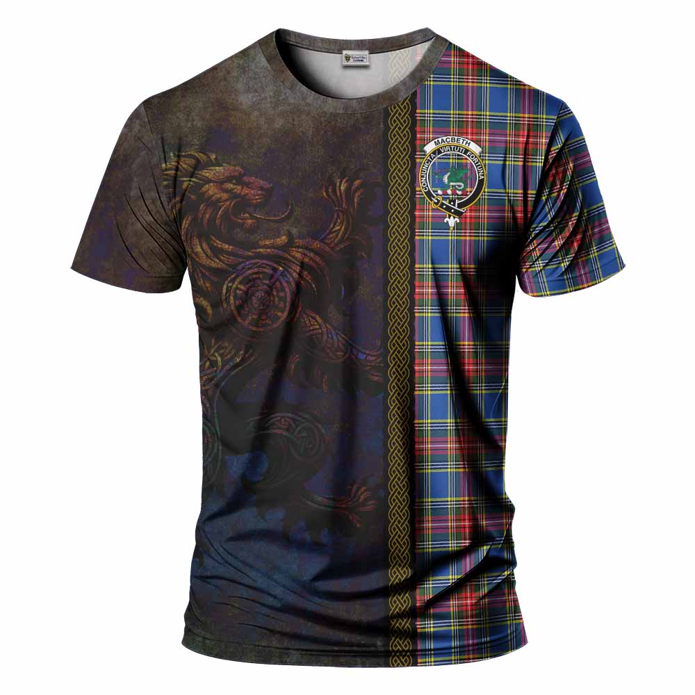 Tartan Vibes Clothing MacBeth (McBeth) Tartan Family Crest T-Shirt Alba Gu Brath Be Brave Lion Ancient Style
