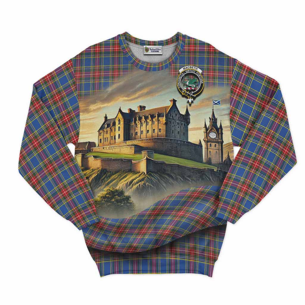 MacBeth (McBeth) Tartan Family Crest Sweatshirt with Scottish Ancient Castle Style Unisex - Tartan Vibes Clothing