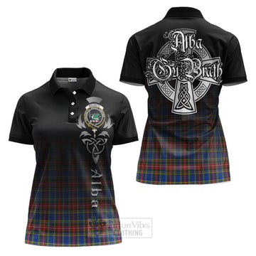 Tartan Vibes Clothing MacBeth (McBeth) Tartan Women's Polo Shirt Featuring Alba Gu Brath Family Crest Celtic Inspired