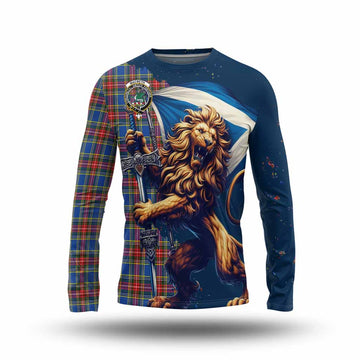 MacBeth (McBeth) Tartan Family Crest Long Sleeve T-Shirt with Scottish Majestic Lion Unisex - Tartan Vibes Clothing