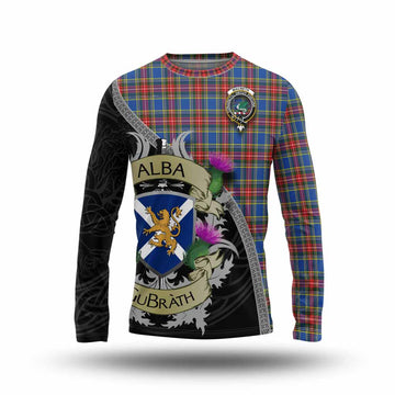 MacBeth (McBeth) Tartan Family Crest Long Sleeve T-Shirt Lion Rampant Royal Thistle Shield Celtic Inspired Unisex - Tartan Vibes Clothing