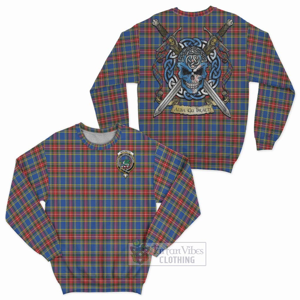 MacBeth (McBeth) Tartan Sweatshirt with Family Crest Celtic Skull Style Unisex - Tartan Vibes Clothing