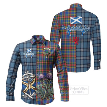 MacBeth (McBeth) Tartan Long Sleeve Button Shirt Happy St. Andrew's Day Half Tartan Style Men's Shirt S - Tartan Vibes Clothing
