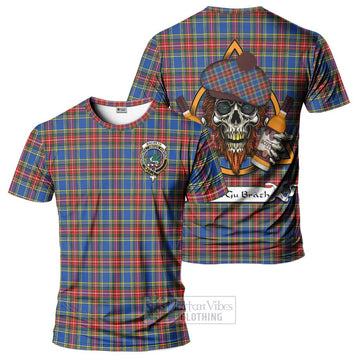 MacBeth (McBeth) Tartan T-Shirt with Family Crest and Bearded Skull Holding Bottles of Whiskey Kid's Shirt - Tartan Vibes Clothing