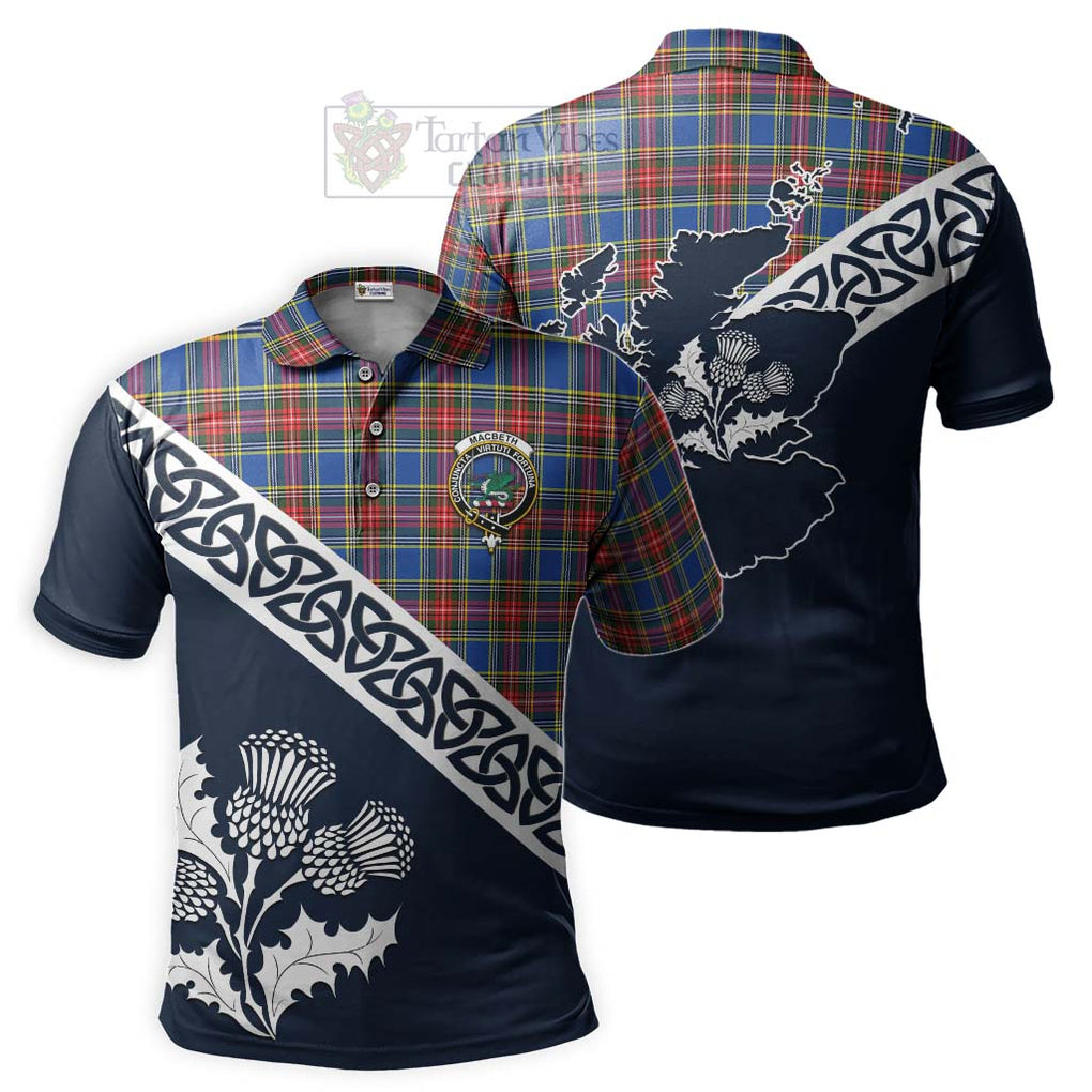 MacBeth (McBeth) Tartan Polo Shirt Featuring Thistle and Scotland Map Kid - Tartanvibesclothing Store