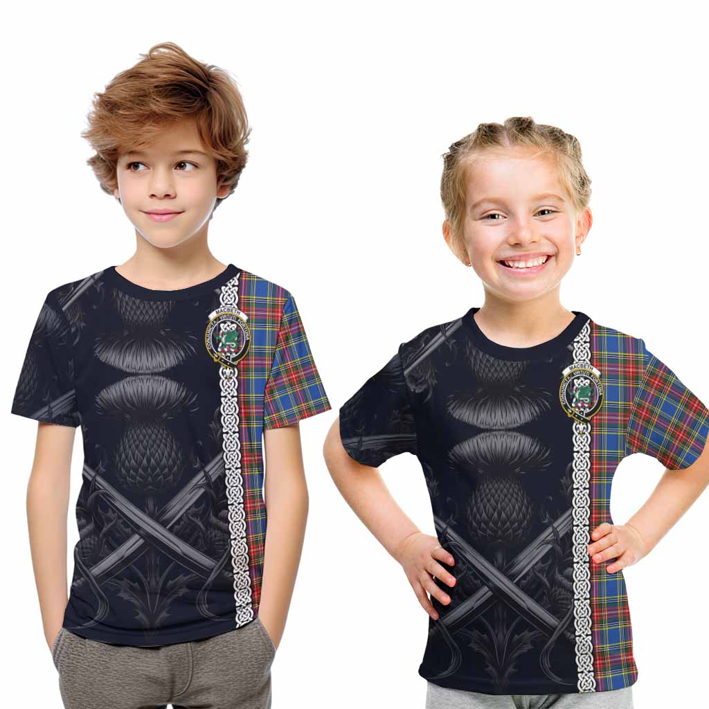 MacBeth (McBeth) Tartan Kid T-Shirt with Family Crest Cross Sword Thistle Celtic Vibes Youth XL Size14 - Tartan Vibes Clothing