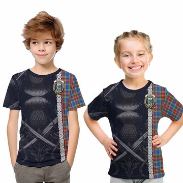 MacBeth (McBeth) Tartan Kid T-Shirt with Family Crest Cross Sword Thistle Celtic Vibes Youth XL Size14 - Tartan Vibes Clothing