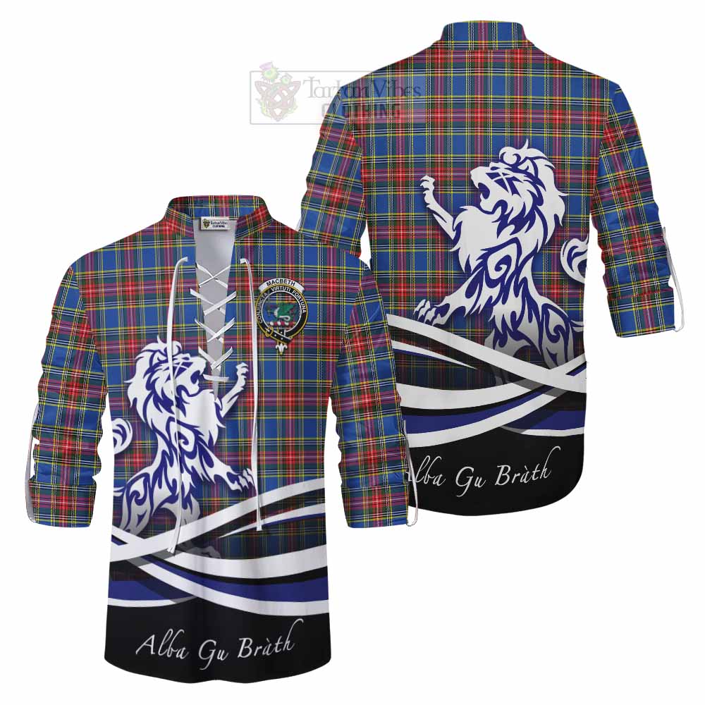 MacBeth (McBeth) Tartan Ghillie Kilt Shirt with Alba Gu Brath Regal Lion Emblem Men - Tartan Vibes Clothing