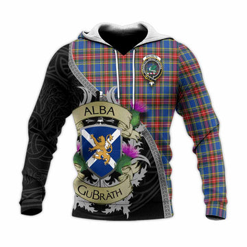 MacBeth (McBeth) Tartan Family Crest Knitted Hoodie Lion Rampant Royal Thistle Shield Celtic Inspired