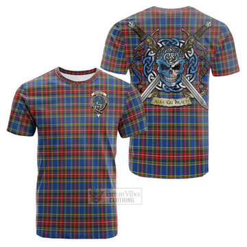 MacBeth (McBeth) Tartan Cotton T-shirt with Family Crest Celtic Skull Style