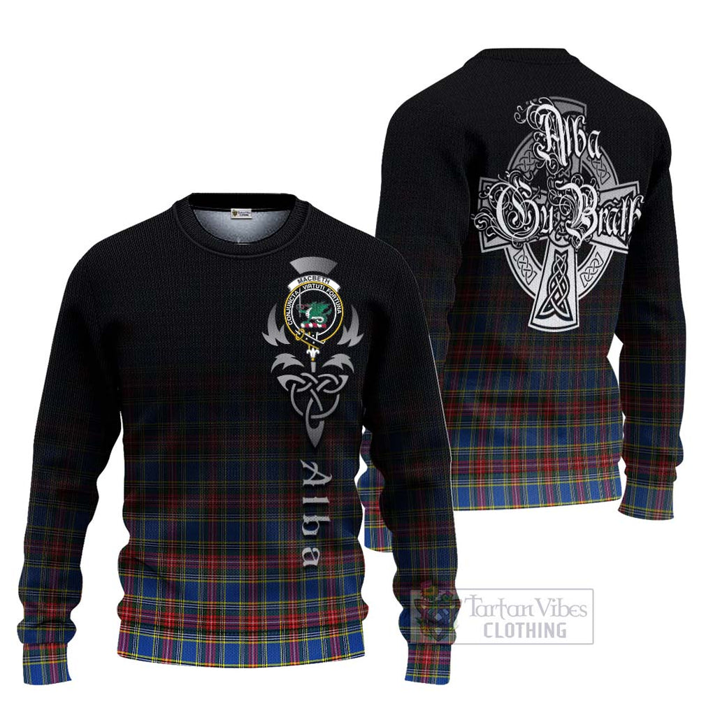 MacBeth (McBeth) Tartan Ugly Sweater Featuring Alba Gu Brath Family Crest Celtic Inspired Unisex - Tartan Vibes Clothing