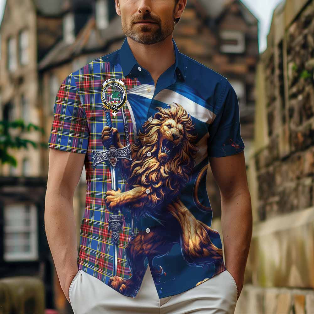 MacBeth (McBeth) Tartan Family Crest Hawaiian Shirt with Scottish Majestic Lion Kid - Tartan Vibes Clothing