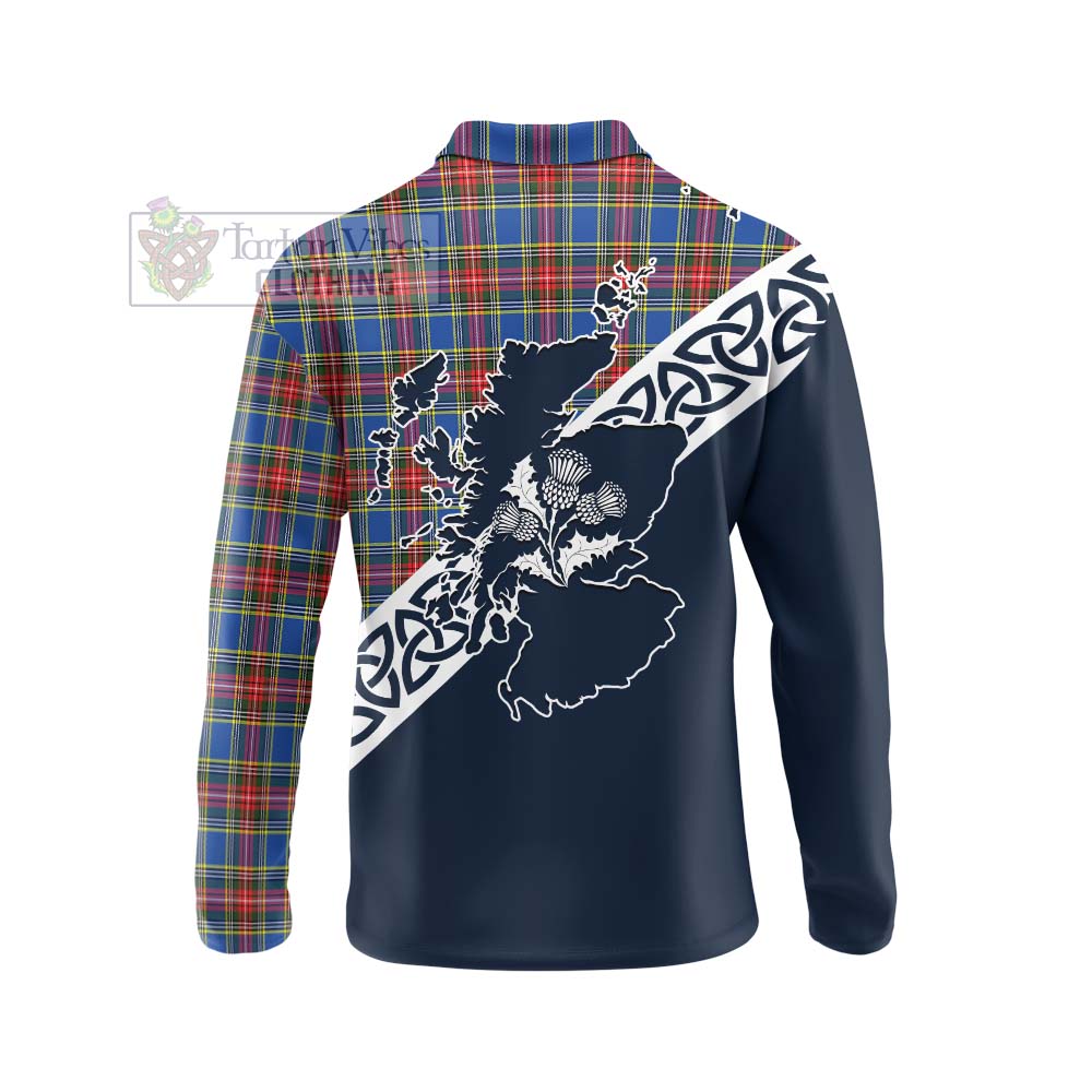 MacBeth (McBeth) Tartan Long Sleeve Polo Shirt Featuring Thistle and Scotland Map - Tartan Vibes Clothing