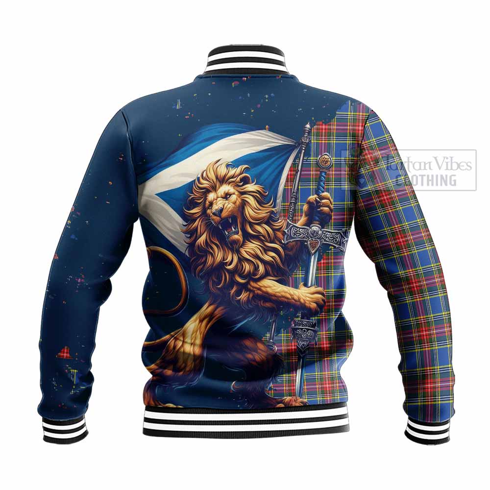 MacBeth (McBeth) Tartan Family Crest Baseball Jacket with Scottish Majestic Lion - Tartan Vibes Clothing