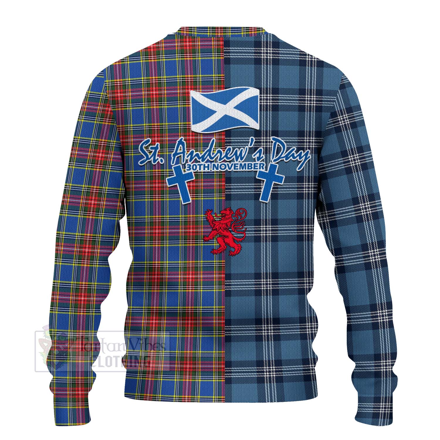 MacBeth (McBeth) Tartan Knitted Sweater Happy St. Andrew's Day Half Tartan Style - Tartan Vibes Clothing