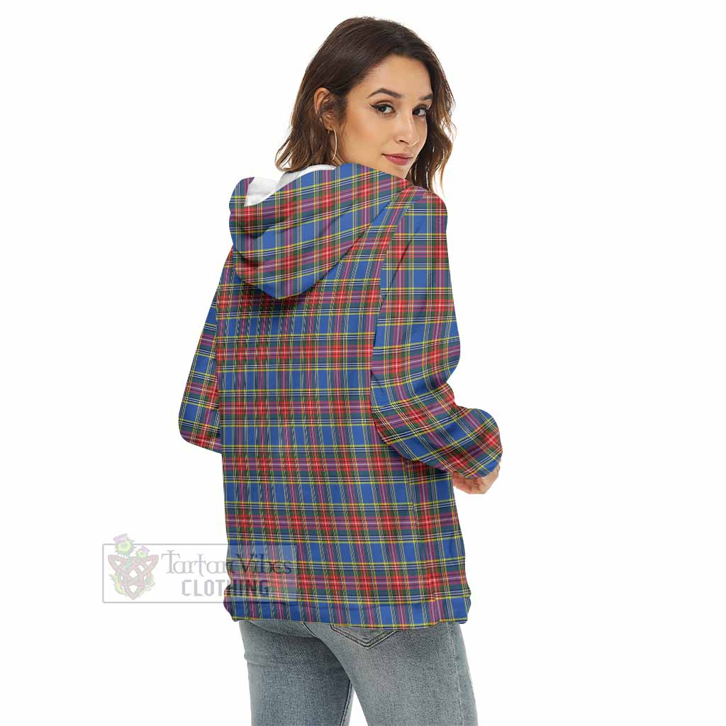 MacBeth (McBeth) Tartan Women's Borg Fleece Hoodie with Half Zip with Family Crest - Tartan Vibes Clothing