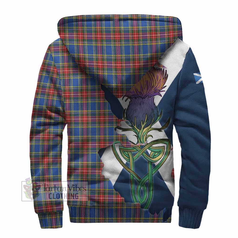 Tartan Vibes Clothing MacBeth (McBeth) Tartan Family Crest Sherpa Hoodie Scottish Thistle Celtic Inspired