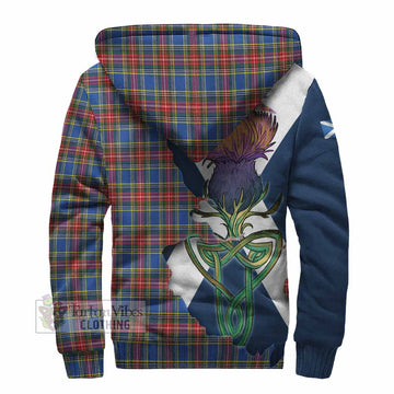 Tartan Vibes Clothing MacBeth (McBeth) Tartan Family Crest Sherpa Hoodie Scottish Thistle Celtic Inspired