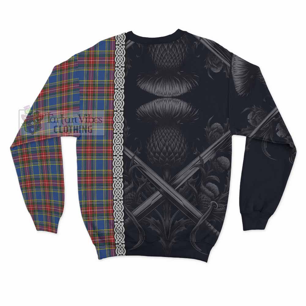 MacBeth (McBeth) Tartan Sweatshirt with Family Crest Cross Sword Thistle Celtic Vibes - Tartan Vibes Clothing