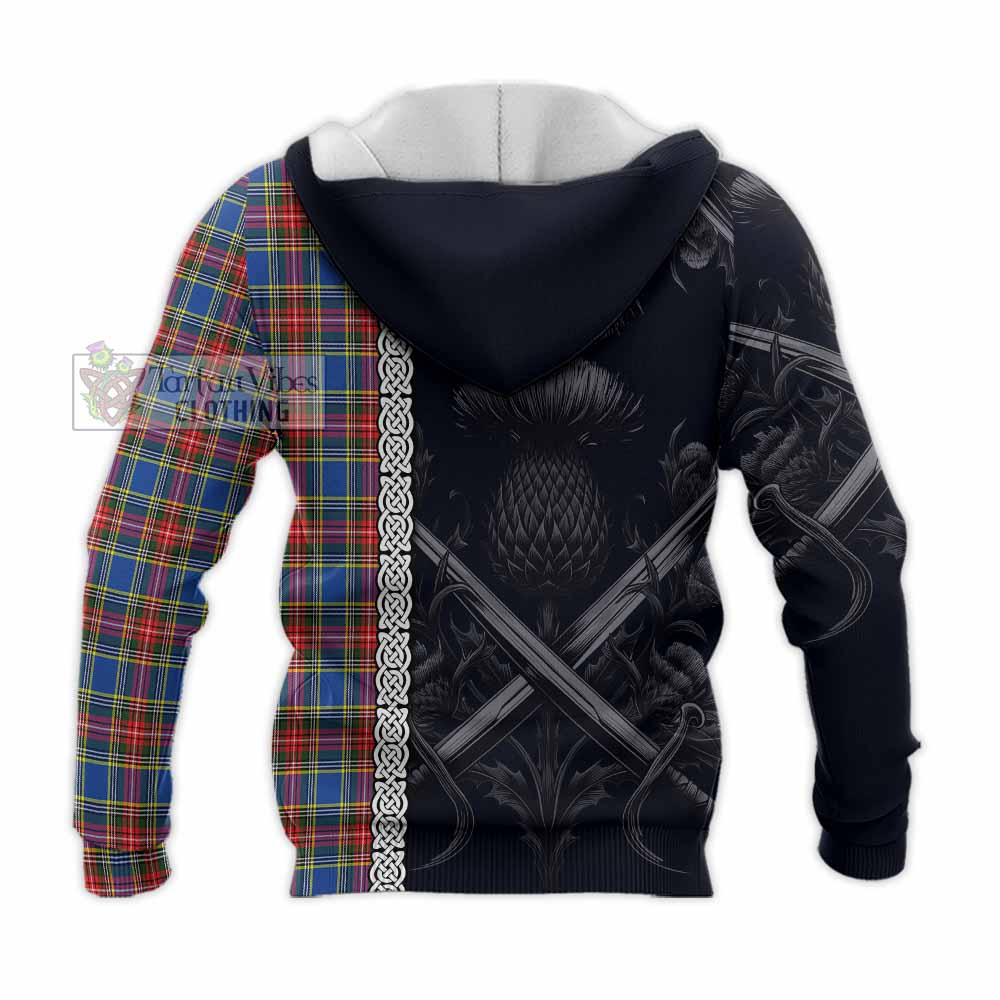 MacBeth (McBeth) Tartan Knitted Hoodie with Family Crest Cross Sword Thistle Celtic Vibes - Tartan Vibes Clothing