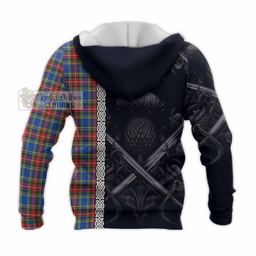 MacBeth (McBeth) Tartan Knitted Hoodie with Family Crest Cross Sword Thistle Celtic Vibes