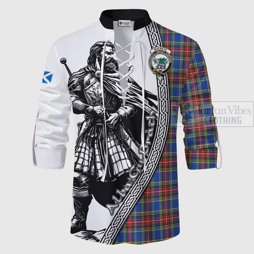 MacBeth (McBeth) Tartan Clan Crest Ghillie Kilt Shirt with Highlander Warrior Celtic Style - Tartan Vibes Clothing
