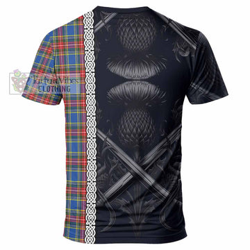 MacBeth (McBeth) Tartan T-Shirt with Family Crest Cross Sword Thistle Celtic Vibes - Tartan Vibes Clothing