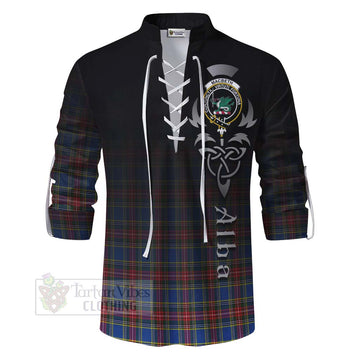 MacBeth (McBeth) Tartan Ghillie Kilt Shirt Featuring Alba Gu Brath Family Crest Celtic Inspired - Tartan Vibes Clothing