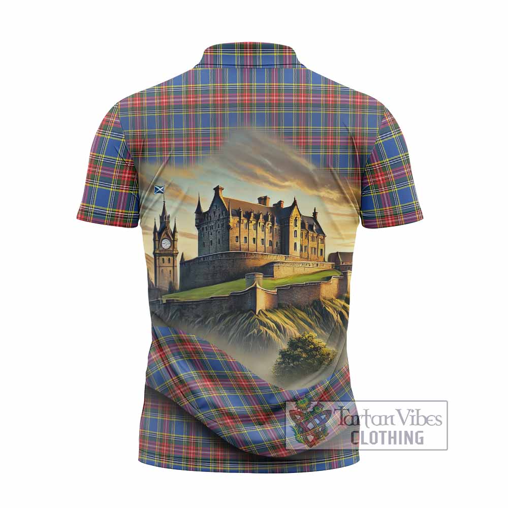 MacBeth (McBeth) Tartan Family Crest Zipper Polo Shirt with Scottish Ancient Castle Style - Tartan Vibes Clothing