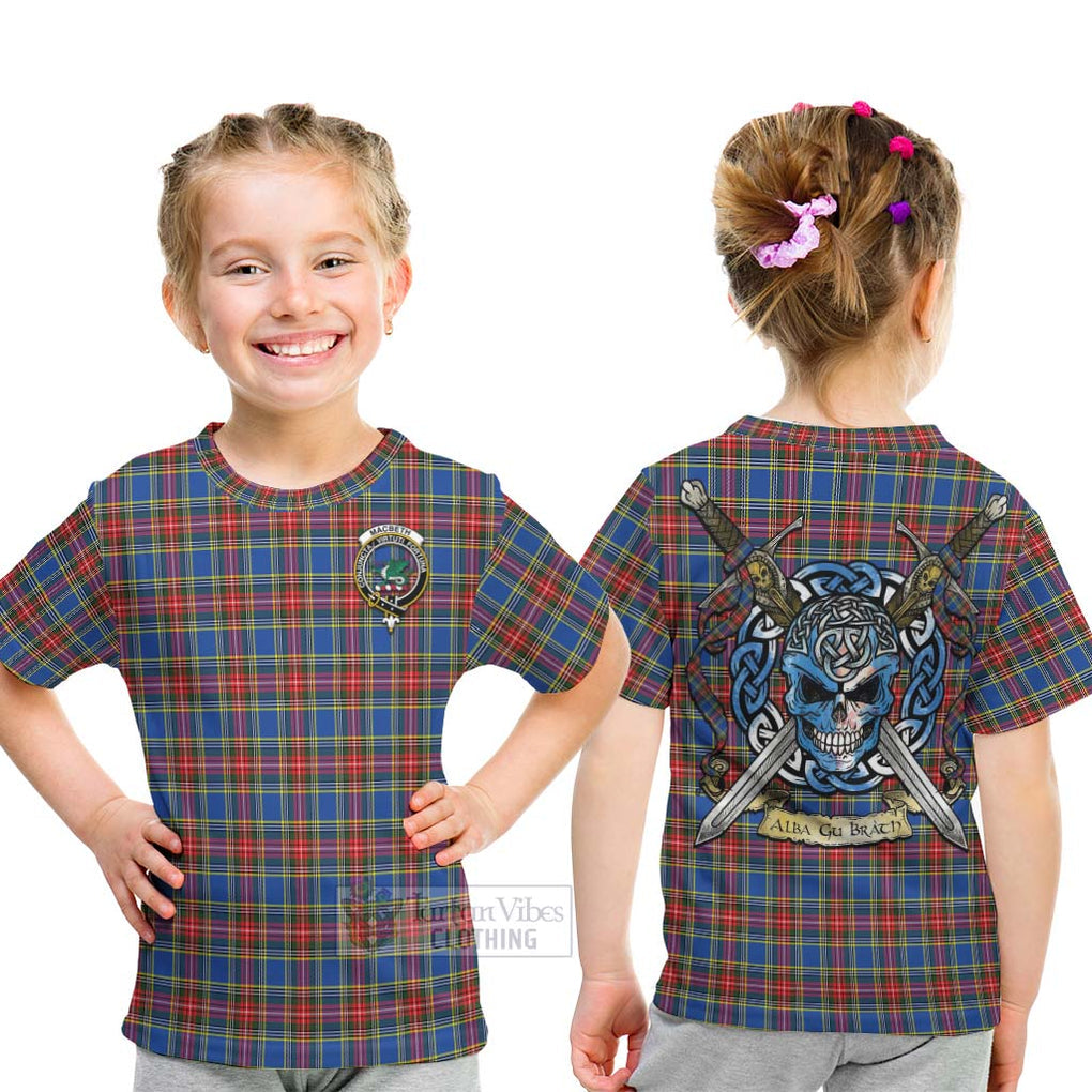MacBeth (McBeth) Tartan Kid T-Shirt with Family Crest Celtic Skull Style - Tartan Vibes Clothing