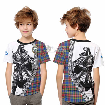 MacBeth (McBeth) Tartan Clan Crest Kid T-Shirt with Highlander Warrior Celtic Style - Tartan Vibes Clothing