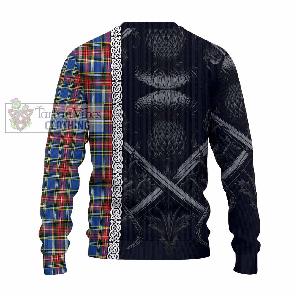 MacBeth (McBeth) Tartan Knitted Sweater with Family Crest Cross Sword Thistle Celtic Vibes - Tartan Vibes Clothing