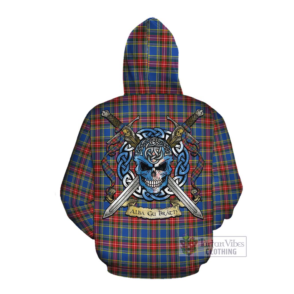 MacBeth (McBeth) Tartan Cotton Hoodie with Family Crest Celtic Skull Style Pullover Hoodie - Tartan Vibes Clothing