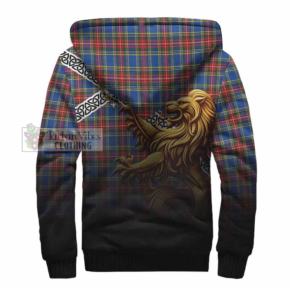 MacBeth (McBeth) Crest Tartan Sherpa Hoodie with Golden Lion Emblem Celtic Style - Tartan Vibes Clothing