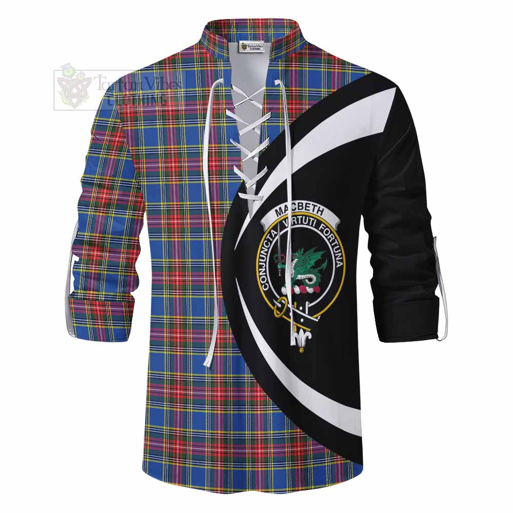 MacBeth (McBeth) Tartan Ghillie Kilt Shirt with Family Crest Circle Style - Tartan Vibes Clothing