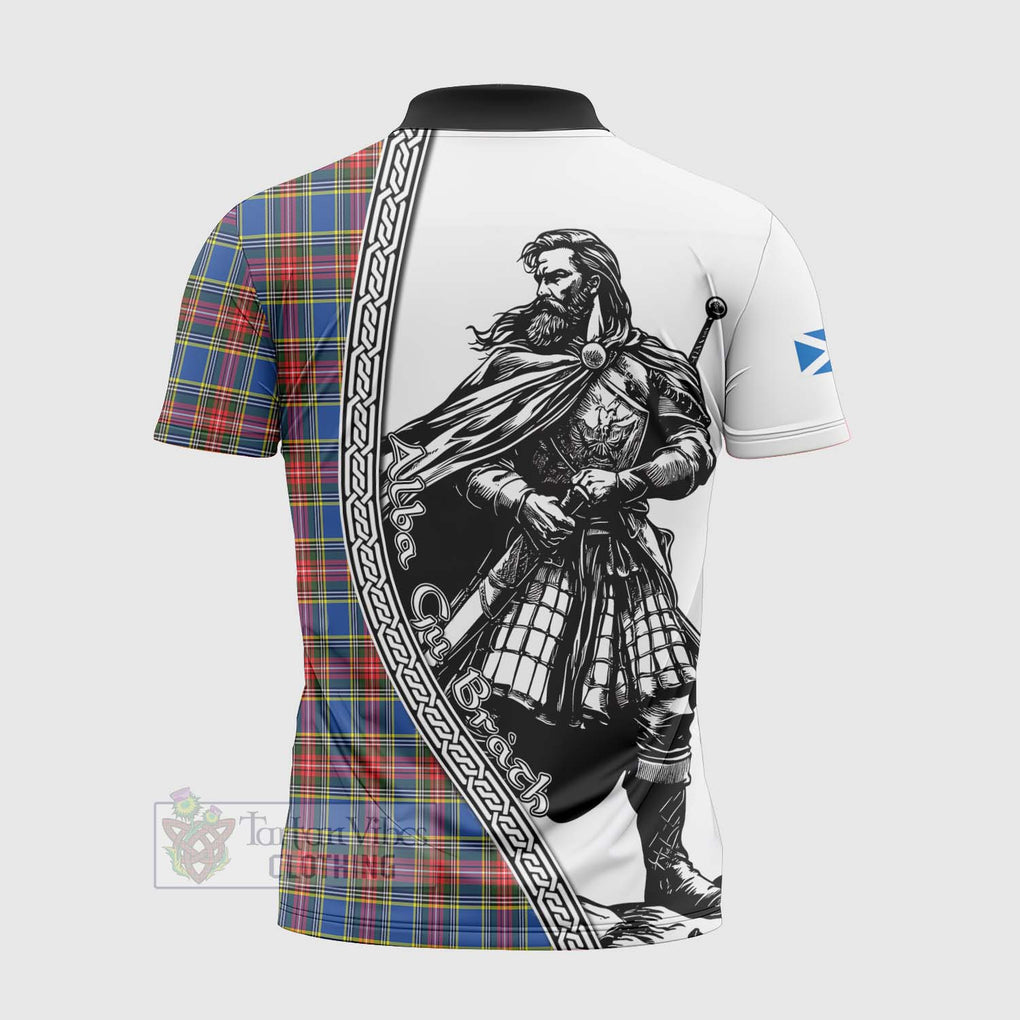 MacBeth (McBeth) Tartan Clan Crest Zipper Polo Shirt with Highlander Warrior Celtic Style - Tartan Vibes Clothing