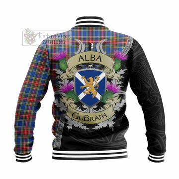 MacBeth (McBeth) Tartan Family Crest Baseball Jacket Lion Rampant Royal Thistle Shield Celtic Inspired - Tartan Vibes Clothing