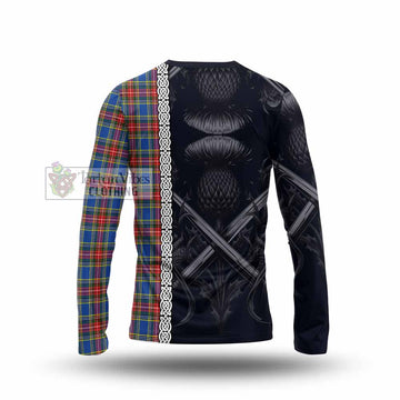 MacBeth (McBeth) Tartan Long Sleeve T-Shirt with Family Crest Cross Sword Thistle Celtic Vibes - Tartan Vibes Clothing
